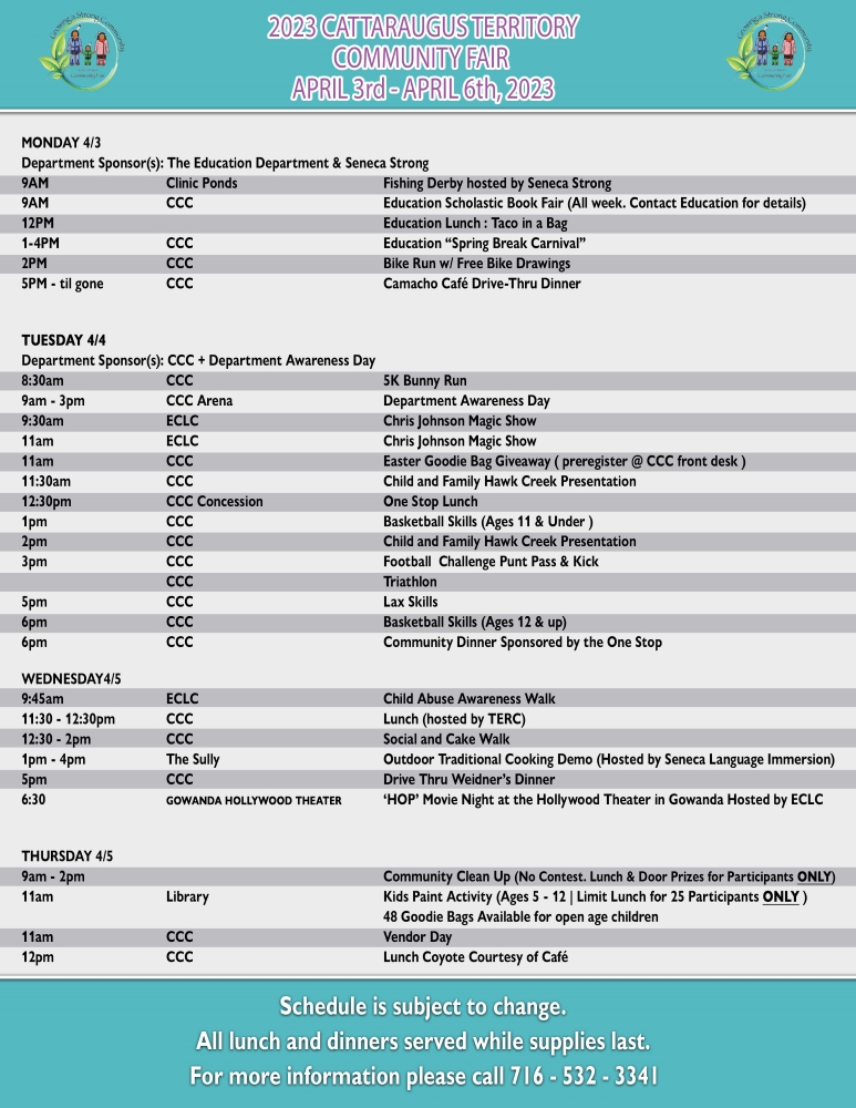 Community Fair Schedule and Events SNI