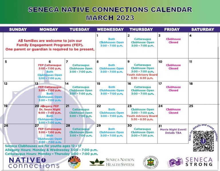 Seneca Native Connections Calendar March SNI