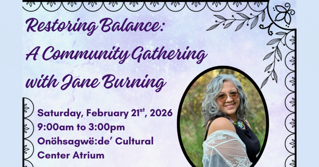 Restoring Balance: A Community Gathering with Jane Burning