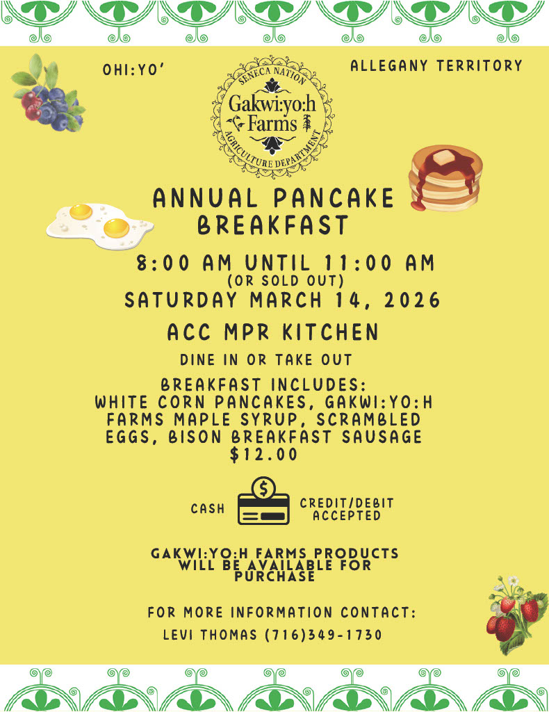 Allegany annual pancake breakfast gakwi:yo:h farms