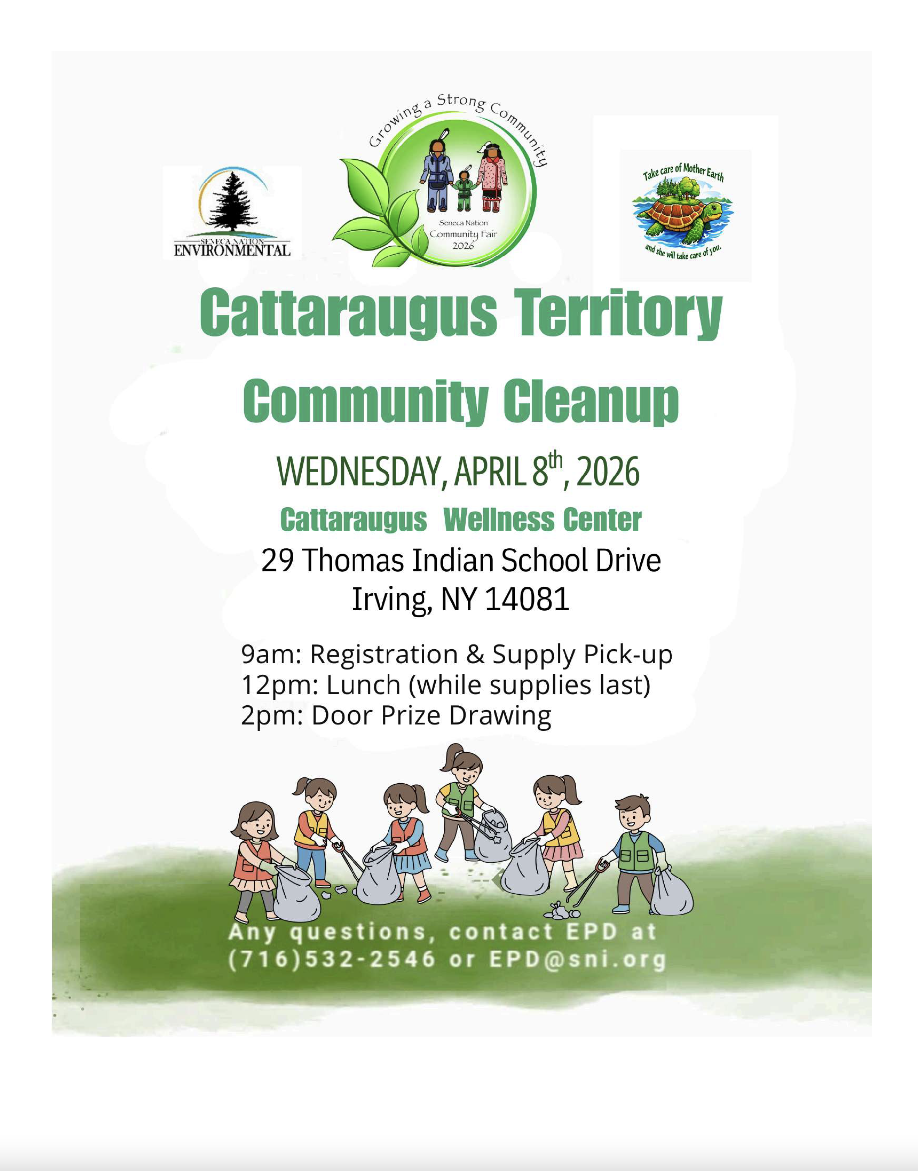Cattaraugus Wellness Center leads a Cattaraugus Territory Cleanup on Wednesday April 8, 2026 for the Seneca Nation Community Fair