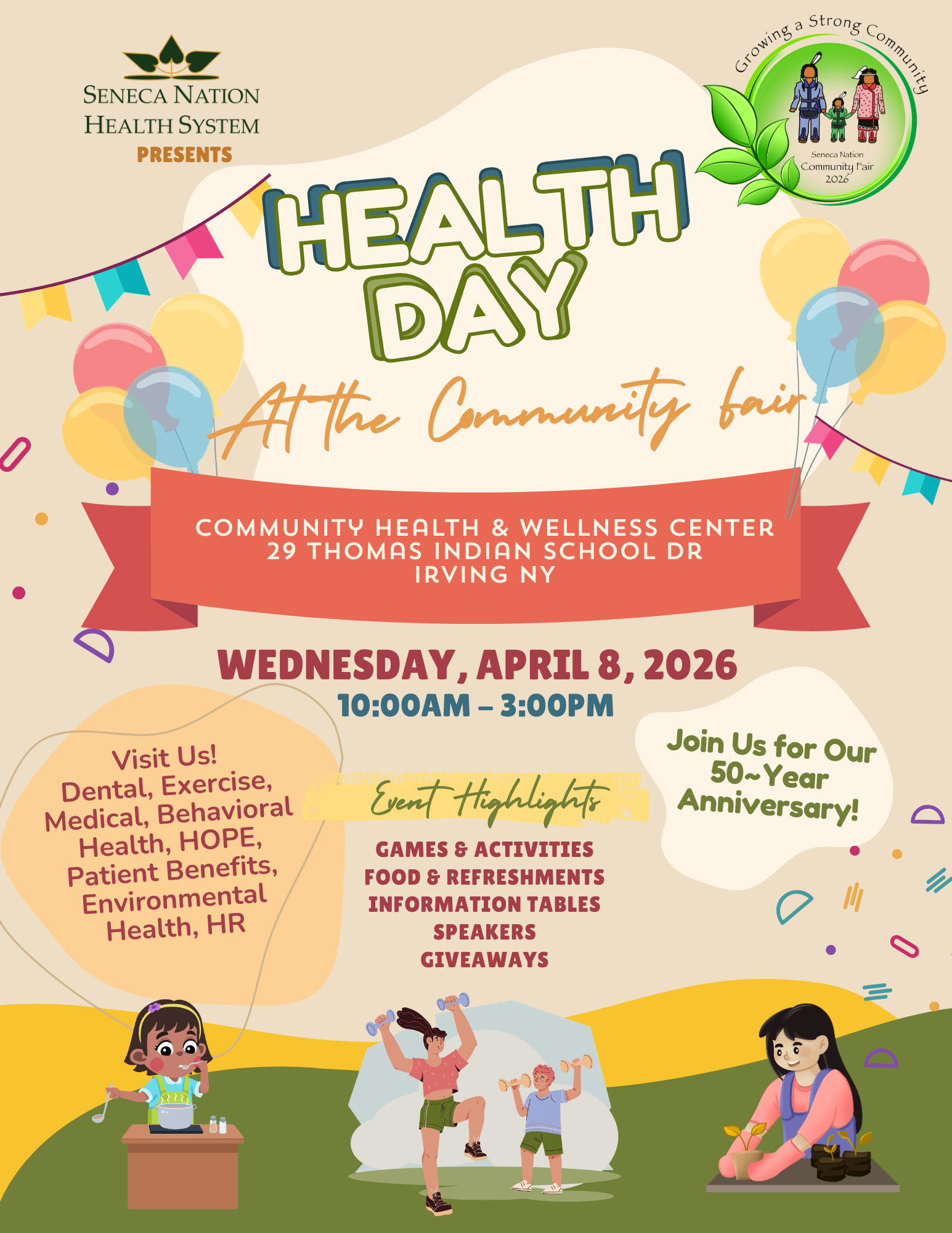Health Day flyer for the Seneca Nation Community Fair on Wednesday, April 8, 2026