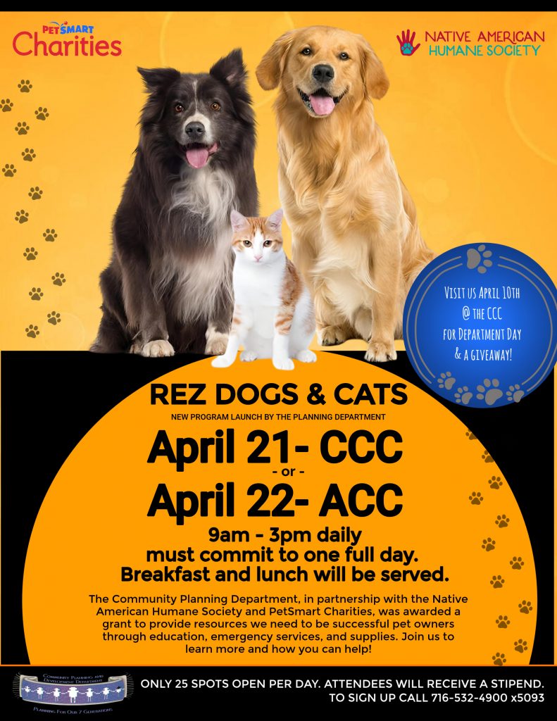 community planning department and the seneca nation is launching a community workshop for pet owners