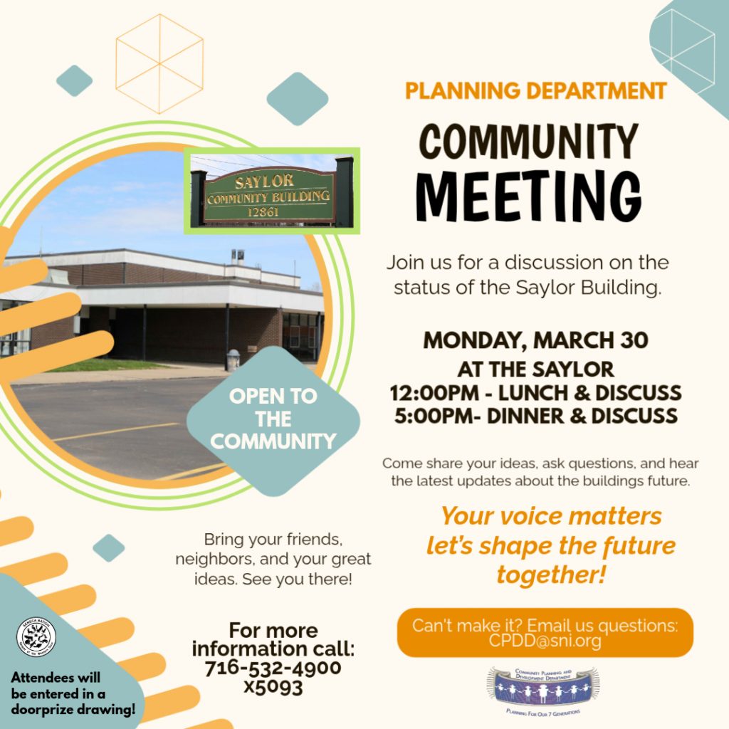 Saylor building community meeting through the community planning and developmenet department for the seneca nation