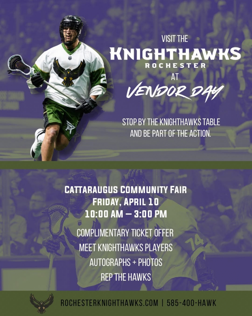 visit the rochester knighthawks at the cattaraugus community fair vendor event on friday, april 10, 2026