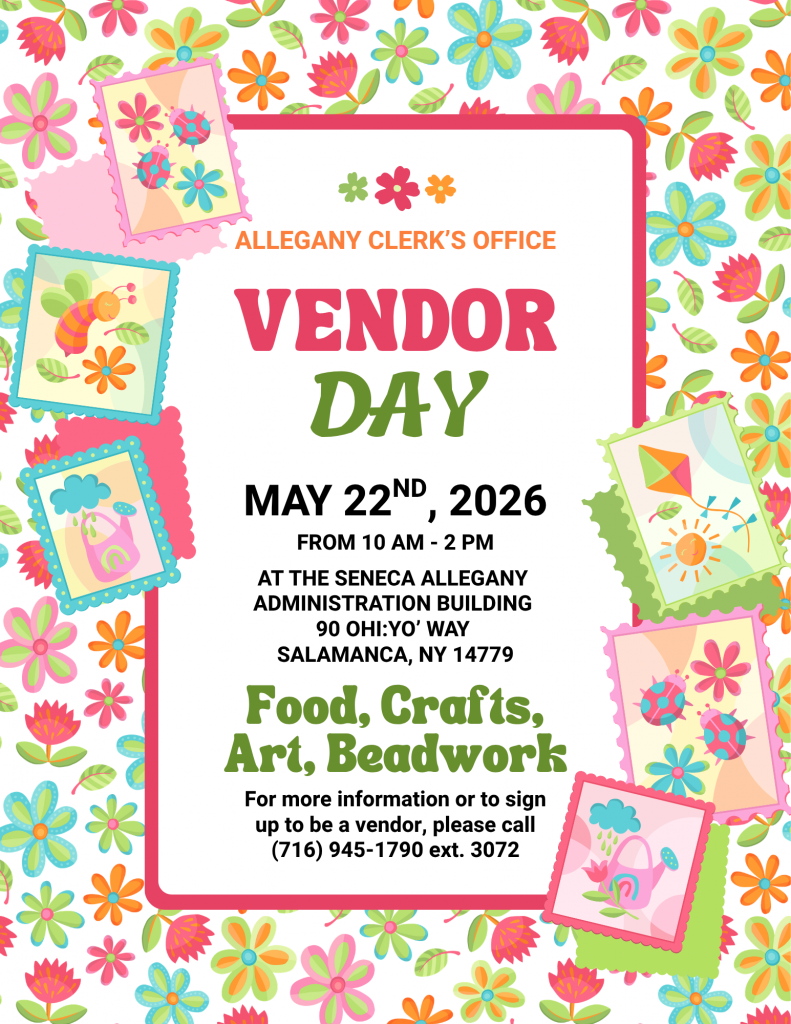 Allegany Clerk's Office Vendor Day at the Seneca Allegany Administration Building on May 22, 2026