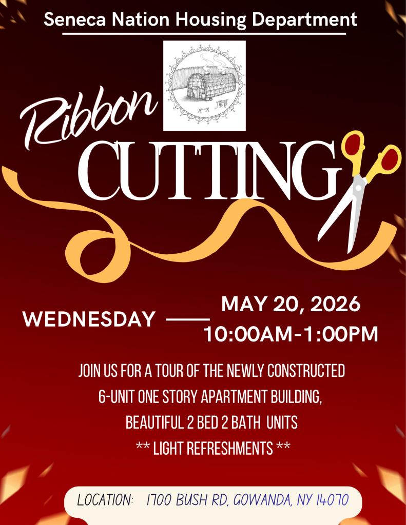 seneca nation housing department hosts a cattauraugus ribbon cutting ceremony on May 20, 2026. 