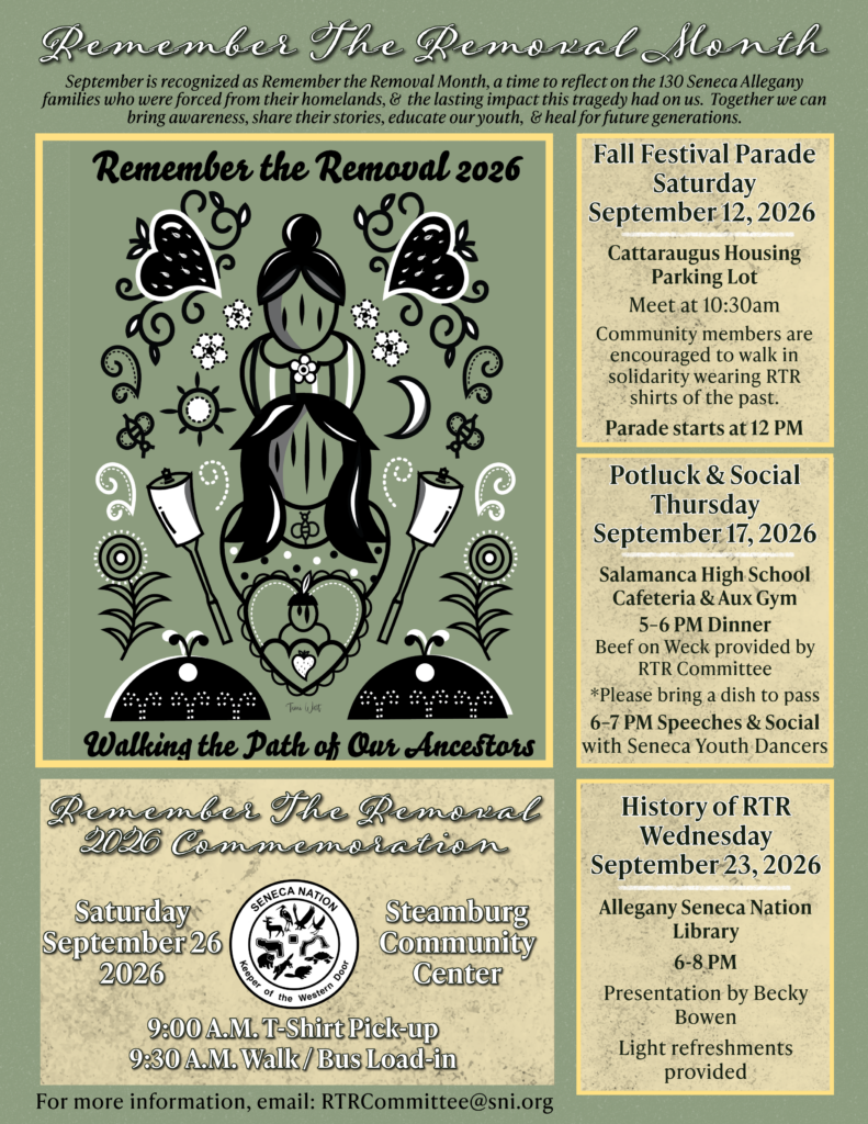 Remember the Removal Month 2026 September Schedule of events at the Seneca Nation 